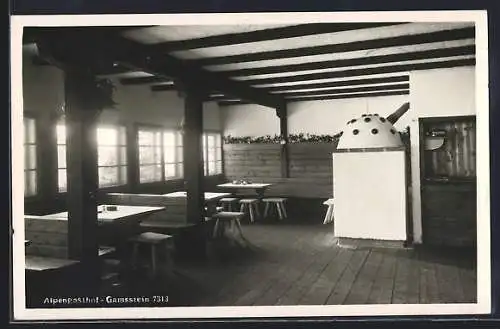 AK Schwaz / Tirol, Blick in den Alpengasthof Gamsstein