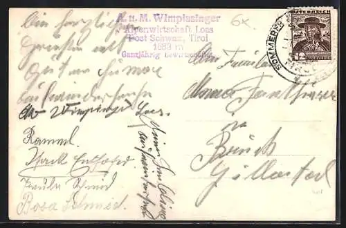 AK Schwaz i. Tirol, Alpengasthof Loas von A. u. M. Wimpissinger