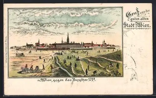 Lithographie Alt-Wien, Alte Ansicht von 1719