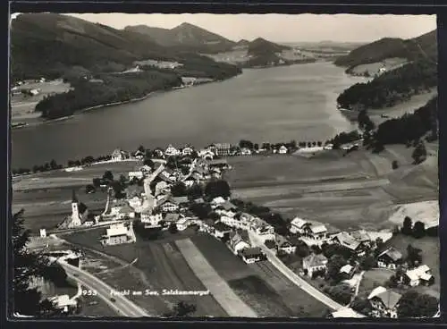 AK Fuschl am See, Ortsansicht mit Fuschlsee, Fliegeraufnahme