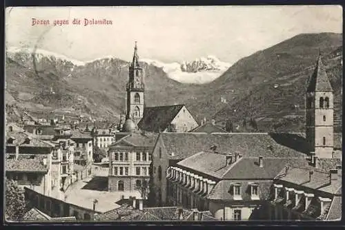 AK Bozen, Teilansicht gegen die Dolomiten