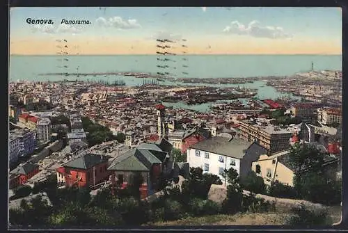 AK Genova, Panorama aus der Vogelschau