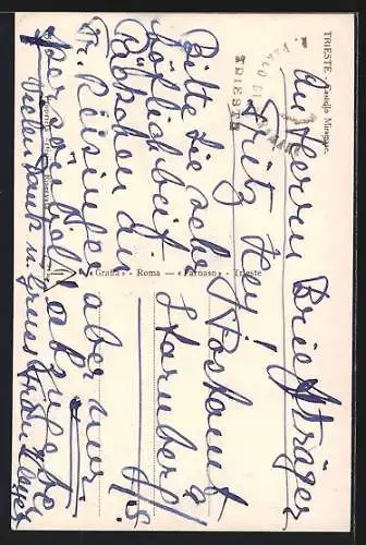 AK Trieste, Castello Miramare mit Springbrunnen