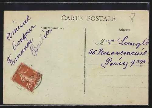 AK Lamothe-Landerron, L`Église Saint-Albert avec vignoble au premier plan