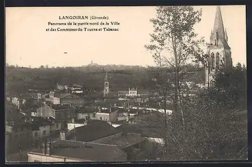 AK Langoiran, Panorama de la partie nord de la ville et des communes du Tourne et Tabanac