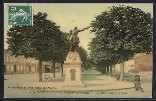 AK Libourne, Cours Tourny et Statue du Capitaine de Géreaux