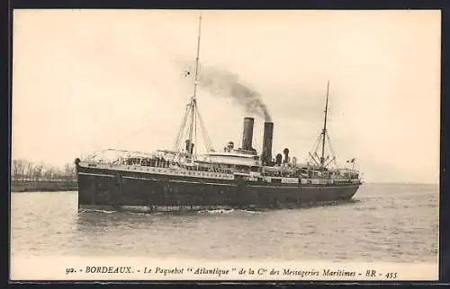 AK Bordeaux, Le Paquebot Atlantique de la Cie des Messageries Maritimes