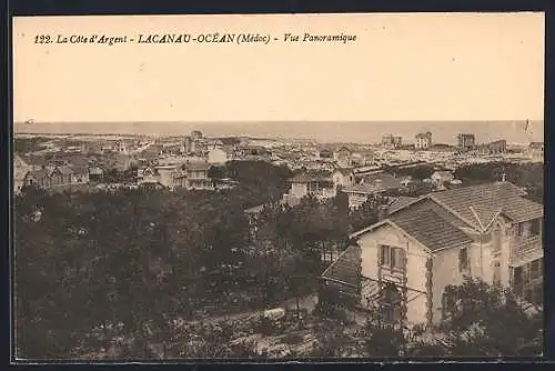 AK Lacanau-Océan, Vue panoramique de la ville et de l`océan