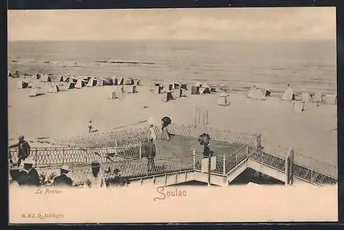 AK Soulac, Le Ponton et la plage avec tentes