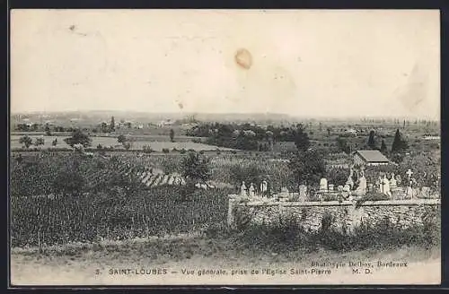 AK Saint-Loubès, Vue générale prise de l`église Saint-Pierre