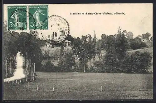 AK Saint-Ciers-d`Abzac, Panorama du village et de la campagne environnante