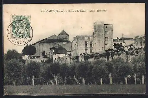 AK Saint-Macaire, Château de Tardes, Église et Remparts