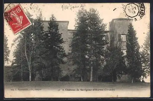 AK Savignac-d`Auros, Château entouré d`arbres en Gironde