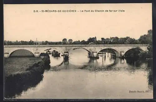 AK Saint-Médard-de-Guizières, Le Pont du Chemin de fer sur l`Isle