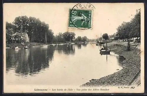 AK Libourne, Les bords de l`Isle, Vue prise des Allées Souchet
