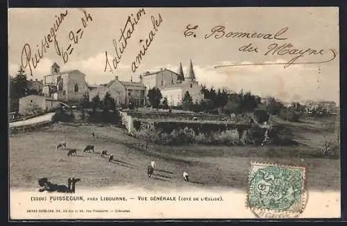 AK Puisseguin, Vue générale du côté de l`église