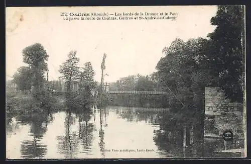 AK Coutras, Les bords de la Dronne et le Pont sur la route de Coutras à St-André-de-Cubzac