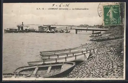 AK Lormont, Le Débarcadère avec bateaux et quai