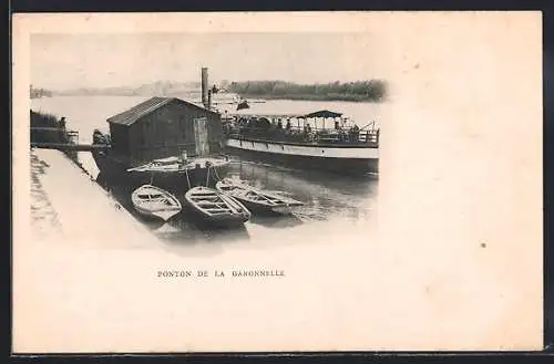 AK Verdelais, Ponton de la Garonnelle avec bateaux amarrés