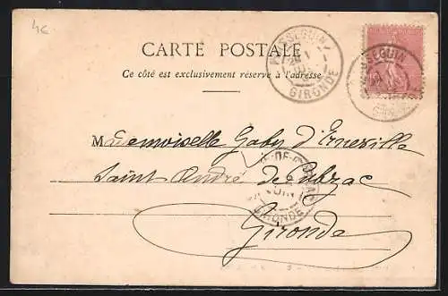 AK Lussac, Château de Lussac avec chevaux dans le parc