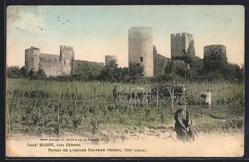 AK Budos, Ruines de l`ancien château féodal (XIIIe siècle)