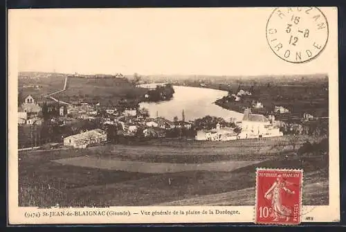 AK Saint-Jean-de-Blaignac, Vue générale de la plaine de la Dordogne