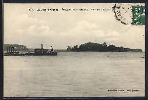 AK Lacanau, Étang de Lacanau et Île des Boucs avec bateau à vapeur
