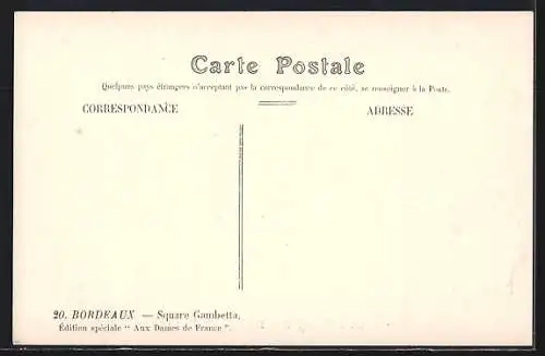 AK Bordeaux, Promenade au Square Gambetta