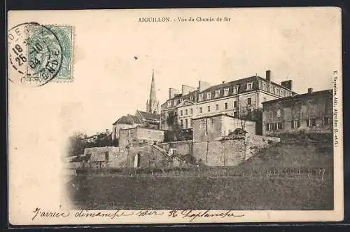 AK Aiguillon, Vue du Chemin de fer