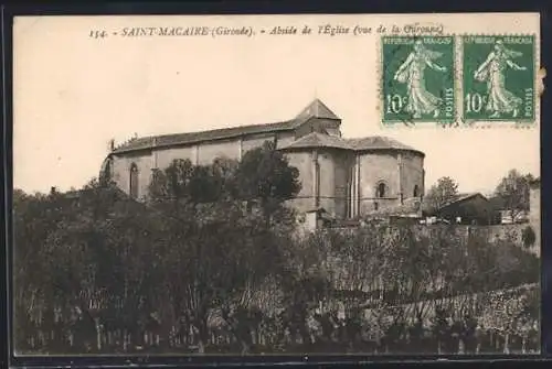 AK Saint-Macaire, Abside de l`Église (vue de la Garonne)