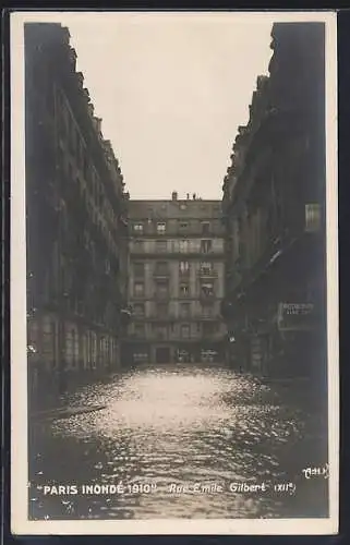 AK Paris, Inondation de 1910, Rue Émile Gilbert inondée