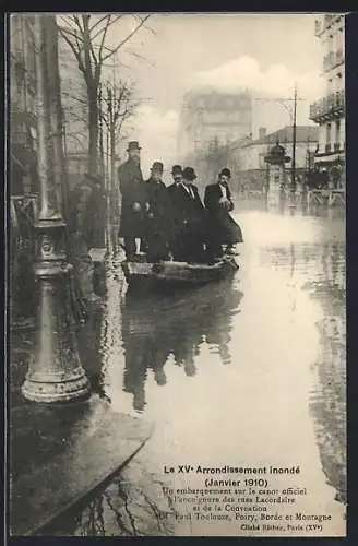 AK Paris, Inondation du XVe Arrondissement, embarquement rues Lacordaire et Convention