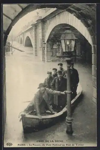 AK Paris, Le Passeur, du Pont National au Pont de Tolbiac, crue de la Seine