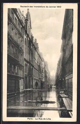 AK Paris, Inondations de Janvier 1910, La Rue de Lille sous les eaux