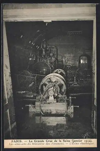 AK Paris, Les sous-sols du Ministère des Finances inondés lors de la Grande Crue de la Seine (janvier 1910)
