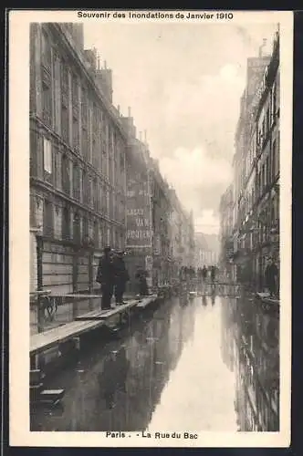 AK Paris, Inondation de la Rue du Bac en janvier 1910