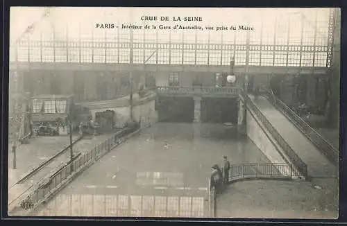 AK Paris, Crue de la Seine à la Gare d`Austerlitz, vue du Métro