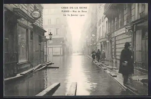 AK Paris, Crue de la Seine, Rue de Seine inondée le 30 janvier 1910