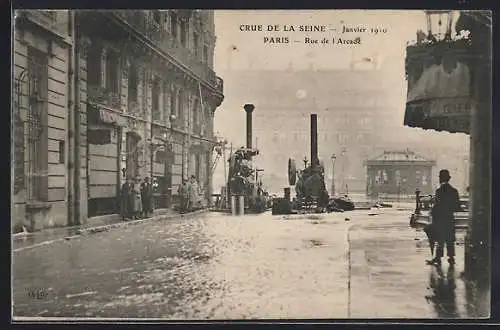 AK Paris, Crue de la Seine 1910, Rue de l`Arcade inondée par la crue