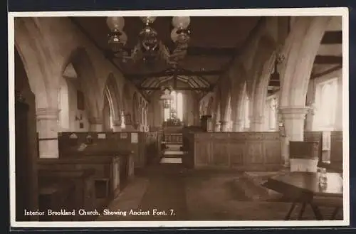 AK Brookland, Interior of the church, showing ancient font