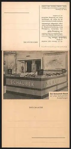 Klapp-AK Schaubek-Stand auf einer Ausstellung, Neues Block-Album 1937 /38 für Briefmarkensammler