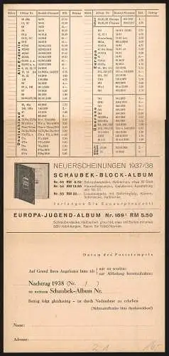Klapp-AK Schaubek-Stand auf einer Ausstellung, Neues Block-Album 1937 /38 für Briefmarkensammler