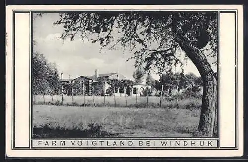 AK Windhuk /Deutsch-Süd-West-Afrika, Farm Vogtland bei Windhuk von einer Wiese aus