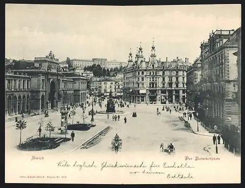Klapp-AK Zürich, Blick auf den Bahnhofplatz