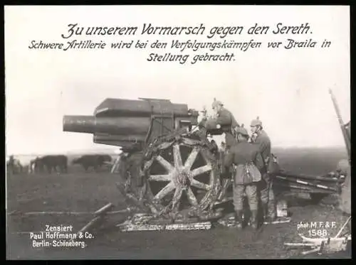 Riesen-AK Braila, Schwere Artillerie wird bei den Verfolgungskämpfen in Stellung gebracht