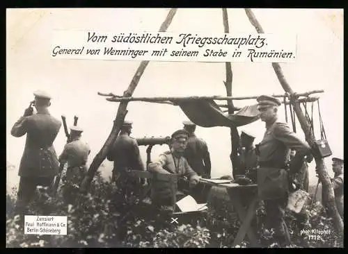 Riesen-AK General von Wenninger mit seinem Stab im südöstlichen Kriegsschauplatz