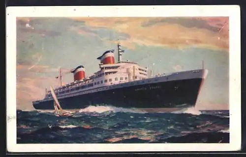 AK Passagierschiff SS United States auf hoher See