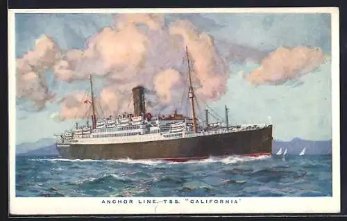 Künstler-AK Passagierschiff T.S.S. California auf hoher See, Anchor Line