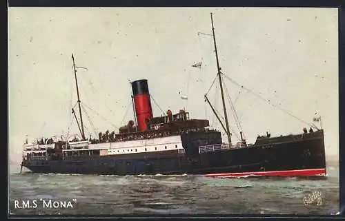 Künstler-AK Passagierschiff R.M.S. Mona auf hoher See