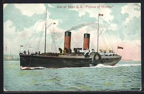 AK Passagierschiff Isle of Man S.S. Prince of Wales, Raddampfer